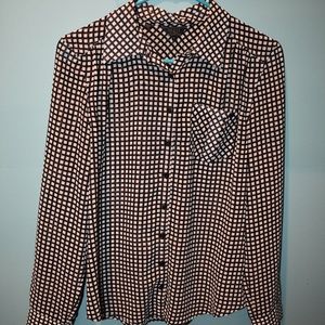 Black and white button up blouse